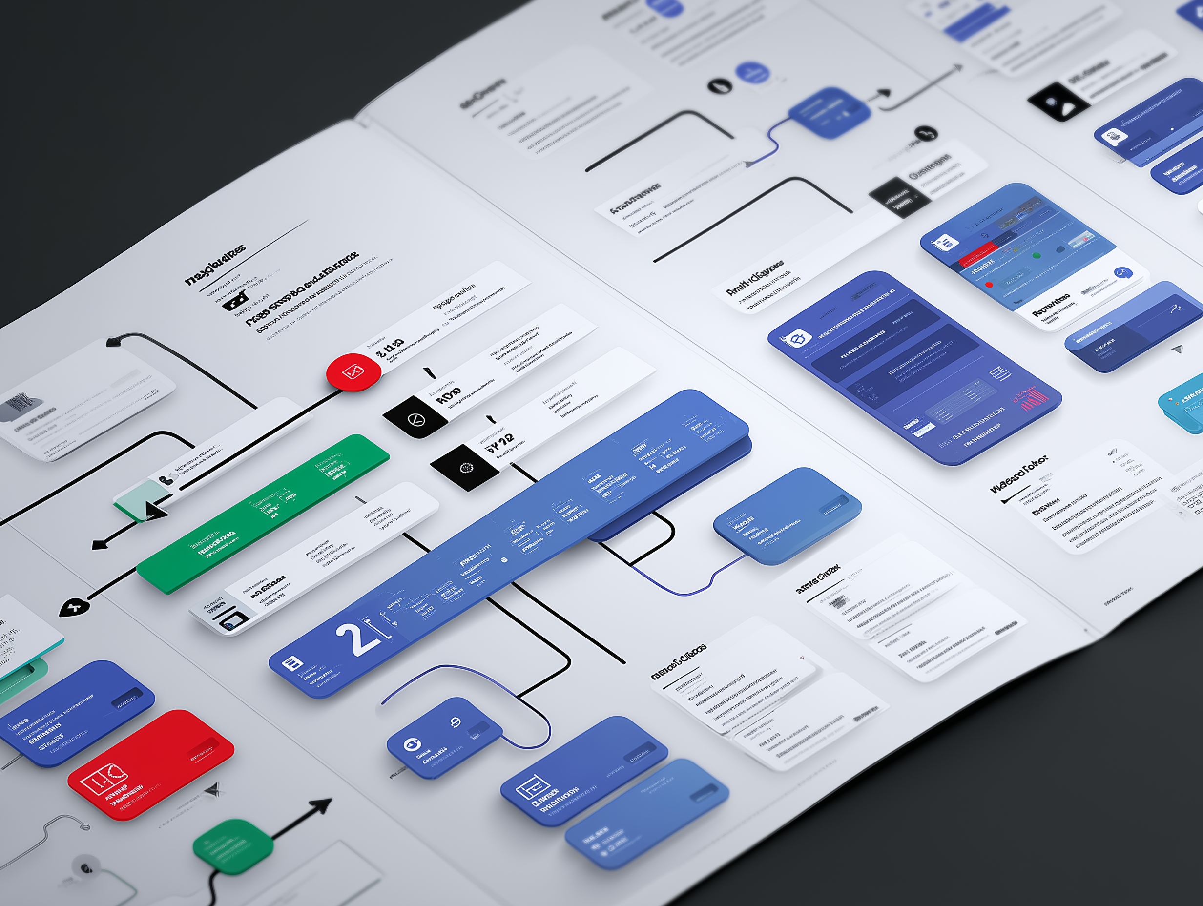 Business process flowchart showing interconnected operational components and workflows